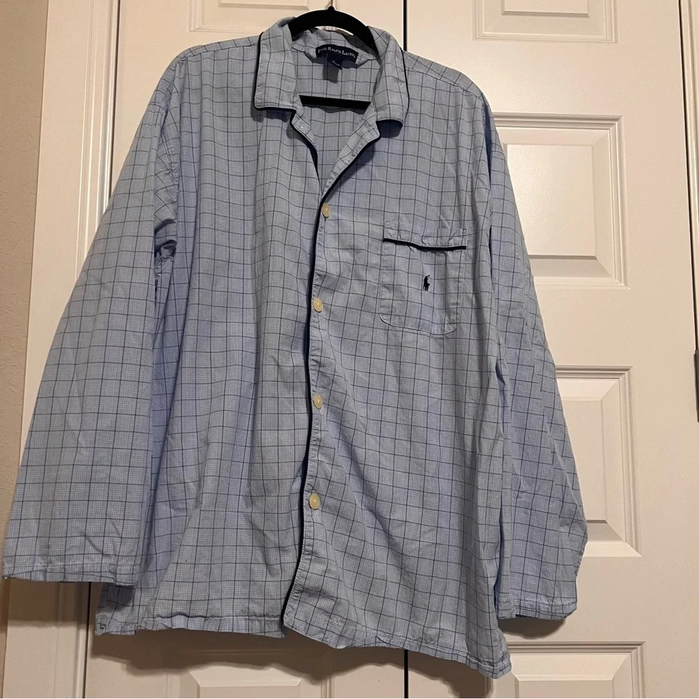 Polo Ralph Lauren Light Blue Checkered Sleep Shirt